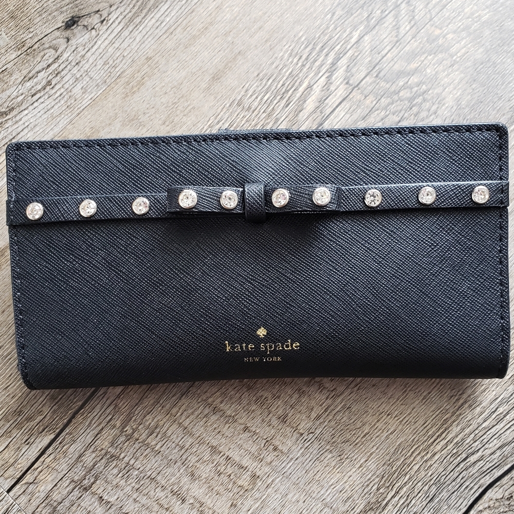 Kate Spade♠️Black Jeweled Stacy Wallet